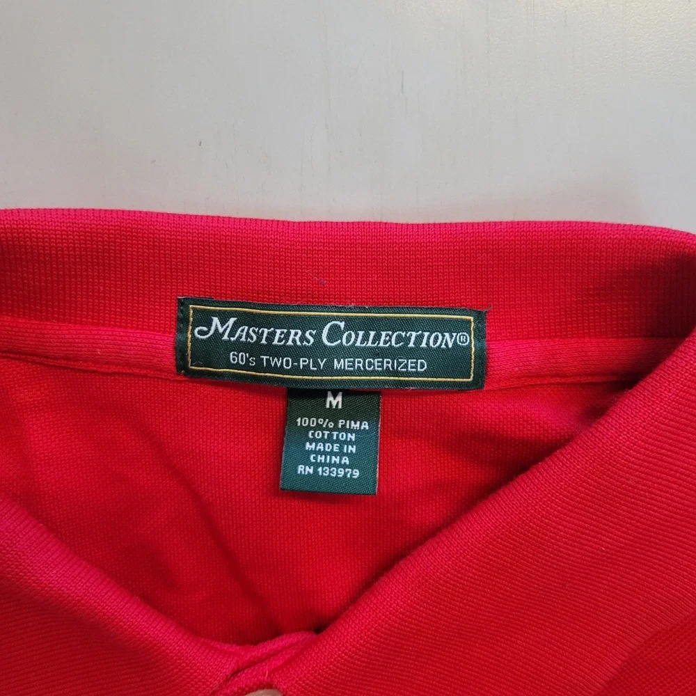 Masters Collection Mens Red Pima Cotton Polo Shirt Mercerized Golf Top Size M